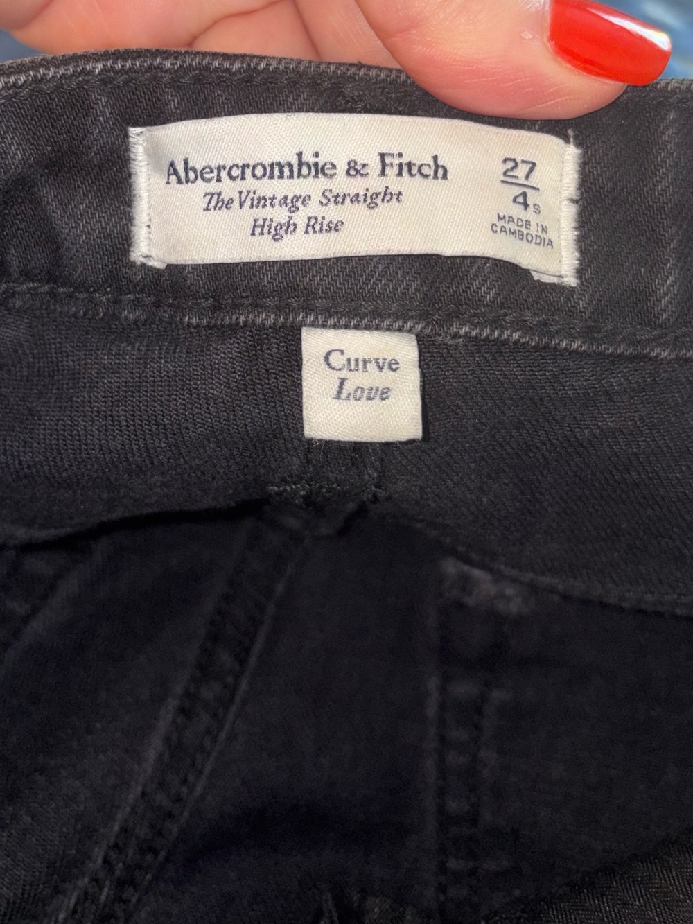 Abercrombie Curve Love Vintage Straight Jeans 27 Black Wash 90s Denim - Picture 4 of 5